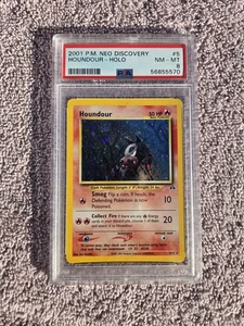 2001 POKEMON NEO DISCOVERY #5 HOUNDOUR-HOLO PSA 8 Beautiful SWIRL RARE!  - Picture 1 of 2