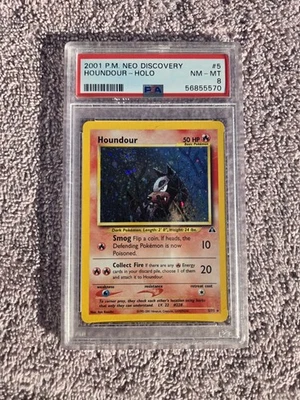2001 POKEMON NEO DISCOVERY #5 HOUNDOUR-HOLO PSA 8 Beautiful SWIRL RARE!  - Image 1 of 2