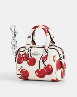 ❤️Coach Mini Rowan Bag Charm - CZ082 Chalk w/Red Cherry Print Leather - NWT - Image 1 of 4