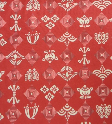 2pcs of 25 x 140cm Japanese  Vintage  Soft Silk Kimono Fabric Red Kamon Crest - Image 1 of 4