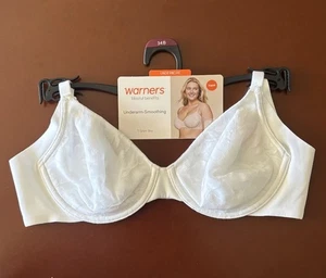 Warners Blissful Benefits weißer ungefütterter Schalen-BH mit Bügel Gr. 34B neu mit Etikett - Bild 1 von 7