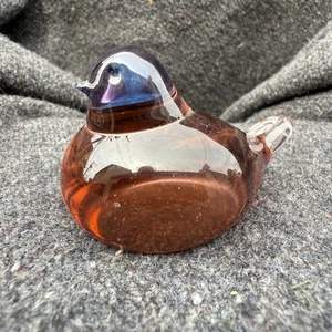 Crystal Red Pink Blue Head Glass Bird Paperweight Figurine Small - Picture 1 of 7