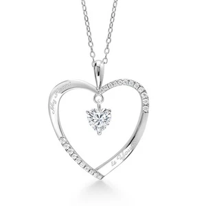 10k Yellow Gold and 925 Sterling Silver Heart Pendant for Women with Dangling - Picture 1 of 5
