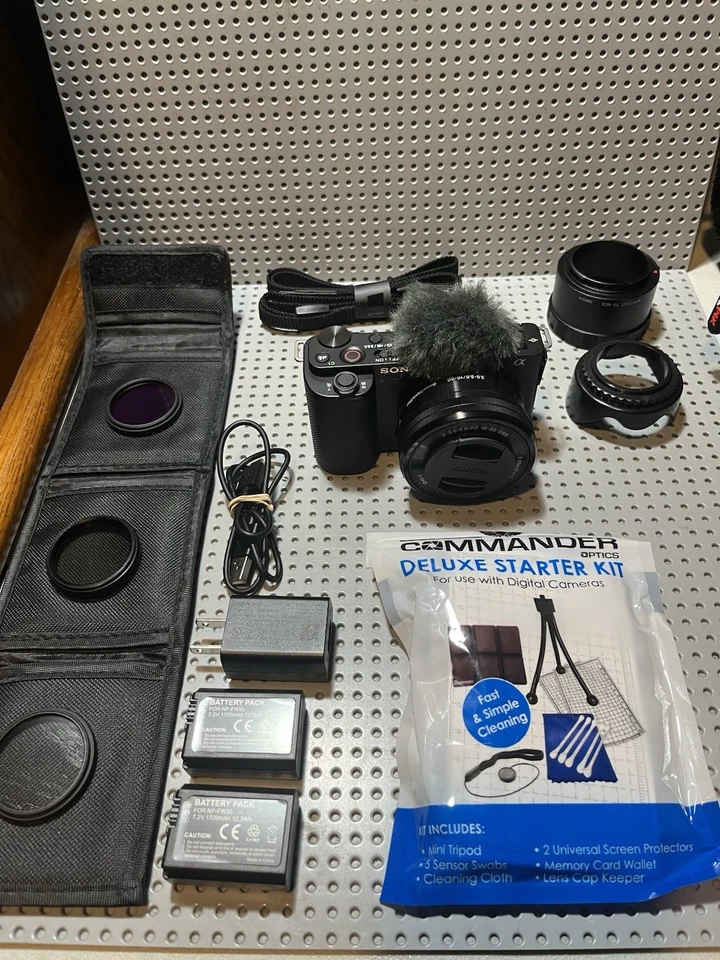 Sony Alpha ZV-E10 Mirrorless Digital Camera Kit Lens, Batteries, Case Exc.Co. - Image 1 of 4