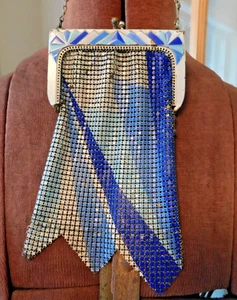 ATQ 1920's FLAPPER ELSAH ENAMEL MESH PURSE - JAMES JAY HILL ESTATE ST. PAUL, MN. - Picture 1 of 13