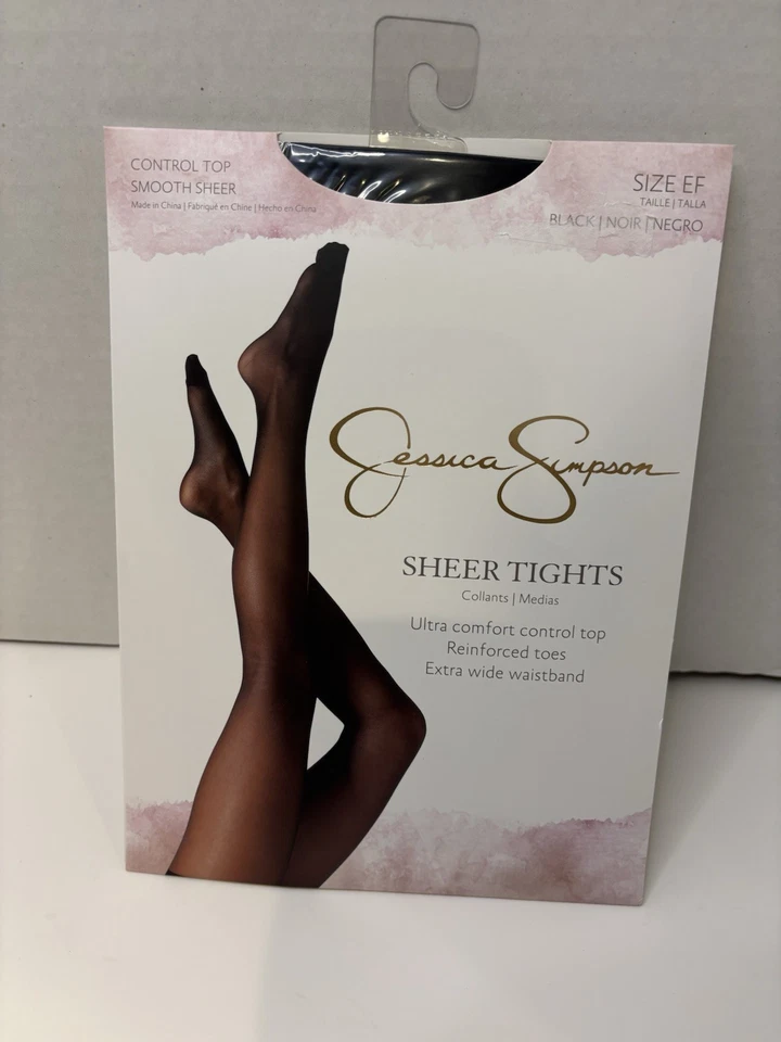 Medias transparentes lisas Jessica Simpson Control Top negras talla EF cintura extra ancha Foto 1 de 4