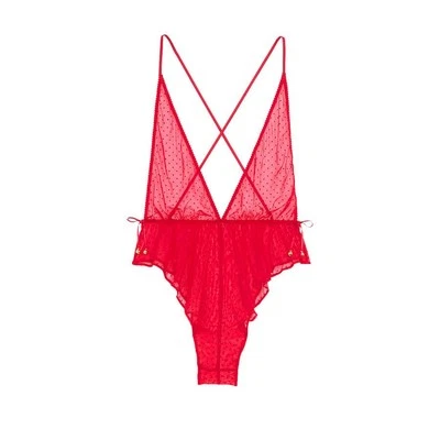 Victoria's Secret Jingle Bells Malla Mameluco L *Lápiz Labial Rojo* ¡NUEVO! Foto 1 de 4