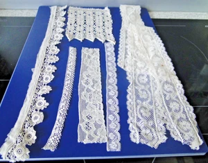 Konvolut antike Spitze bestickt auf Tüll weiß Herbstarbeit französisch - Bild 1 von 9