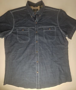 Camisa con botones de manga corta azul X grande GH Bass & Co para hombre - Imagen 1 de 8