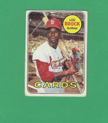 Tarjeta de béisbol 1969 Topps Cardinals HOF Outfielder Lou Brock #85 Foto 1 de 2