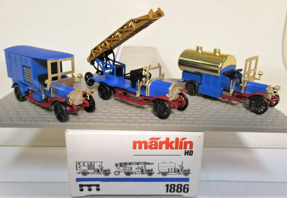 Märklin 1886 Modell-Feuerwehr-Set der Epoche-1 3-tlg. Metall neuwertig mit OVP - Bild 1 von 1