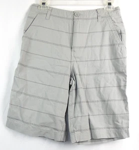 NEW Faded Glory Light Gray Striped Adjustable Waist 100% Cotton Shorts Kids 14 - Picture 1 of 2