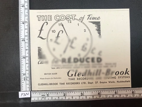 Gledhill-Brook Time Recorder press cutting advert Dec 1944 Huddersfield vintage Cover