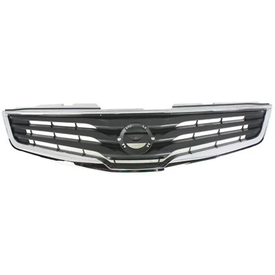 Grille plastic chrome shell w/ gray insert plastic for 2010-2012 Nissan Sentra - Image 1 of 4