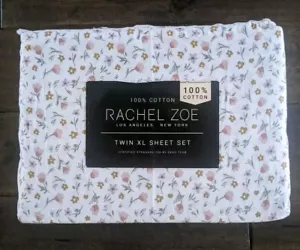 Rachel Zoe Garden Floral Pink Purple Botanical Cotton TWIN XL Deep Sheet Set 3pc - Picture 1 of 4