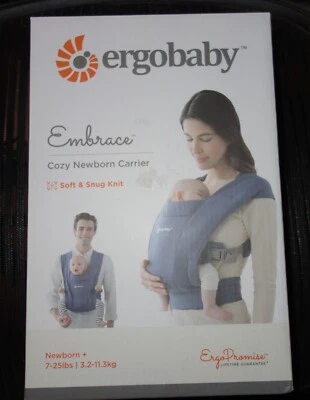 Acogedor portabebés ErgoBaby Embrace para recién nacidos (7 libras - 25 libras) azul marino suave nuevo en caja Foto 1 de 4