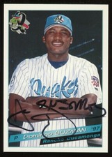 1997 Rancho Cucamonga Quakes DOMINGO GUZMAN Signed Card autograph AUTO PADRES