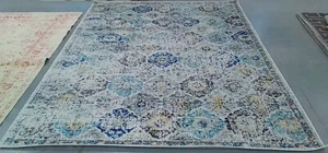 IVORY / AQUA 8'-0" x 10'-0" Back Stain Rug, Reduced Price 1172772186 MAD611A-8 - Picture 1 of 4