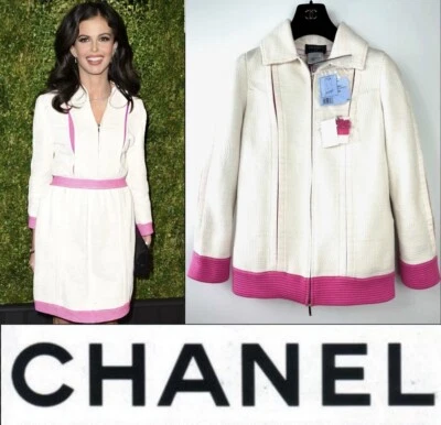 4.3K Nuevo Chanel 2016 Blanco Rosa Seúl Tweed Chaqueta 34 36 2 4 Abrigo Blazer Top S Foto 1 de 4