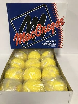 1 Dozen MacGregor Dimpled Pitching Batting Machine Baseballs Yellow - Image 1 of 2