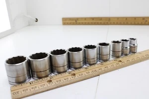 S-K Tools 45128-45112 EE. UU. 7/8"-3/8" 9 Piezas 12/6 Pt 3/8 DrSockets Buen Estado - Imagen 1 de 9