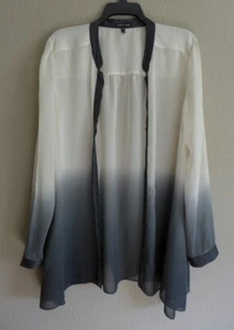EILEEN FISHER Langarm grau Ombre 100 % Seide Tunika Bluse Größe M - Bild 1 von 14
