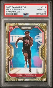 2020 Panini Prizm - Isaiah Simmons Camo Prizm Rookie /25 #323 PSA 10 - Picture 1 of 2