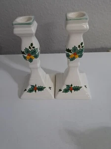 Mikasa Continental Christmas Candle Holders Vintage Porcelain F3103 # 339 7" - Picture 1 of 2