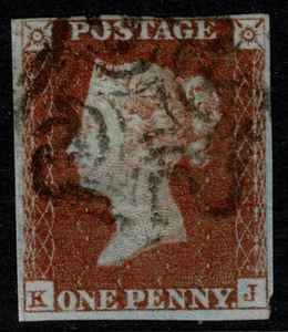 1841 1d Red Black Plate 10 KJ Near 4m Light MX Fine Used Cat. £190.00 - Picture 1 of 1