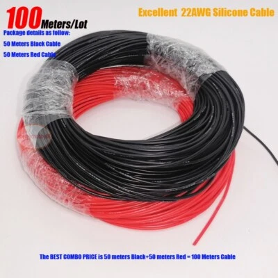 100 Meters Soft High Temperature Resistant 22AWG Silicone Wire Cable for Battery - Image 1 of 4