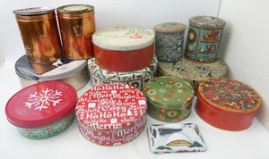 Konvolut Vintage Gebraucht Metall Mystery Cookie Teedosen Halter Behälter Deckel - Bild 1 von 22