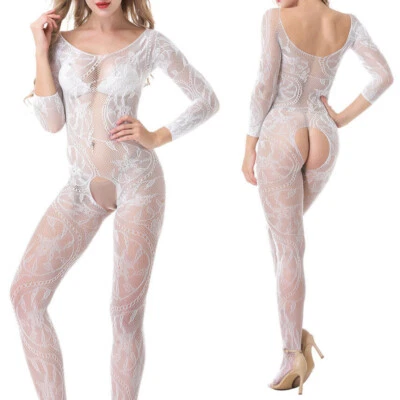 Sexy Fishnet Bodystocking Women Lingerie Babydoll Body Suit Underwear Costumes - Imagem 1 de 4