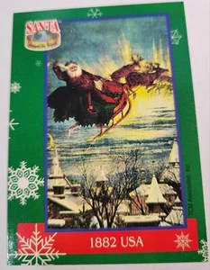1995 TCM #69 Santa Around the World: Santa & Snowflakes 1882 USA Christmas Card - Picture 1 of 2