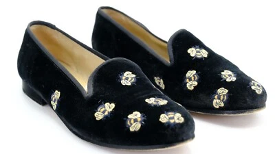 Zapatillas de tacón de terciopelo negras Stubbs & Wootton para mujer talla 6 Bumblebee en muy buena condición+ Foto 1 de 4