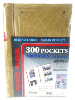 Vintage Pioneer Bi-Directional Slip-In Pocket Photo Album 4x6 300 Pics GOLD NEW - Image 1 of 4