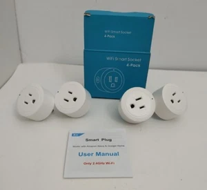 Smart Socket WiFi 4 Pack White YX-WS01 Plug Alexa Google WiFi 2.4Ghz Only - Picture 1 of 10