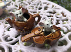 Vintage Kitsch 1960s Mouse in Brown Tea Top and Little Brown ?  ??? violin ??