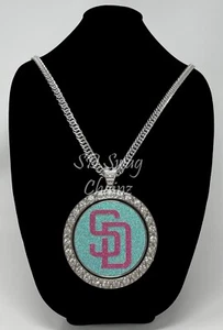 San Diego Padres City Connect Swag Chain - 2.5 & 4 Inch Silver Spinning Necklace - Picture 1 of 14