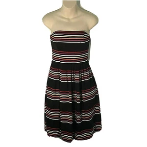 Casa Blanca Mercado Negro Vestido de Cóctel Negro a Rayas 00 Bolsillos Sin tirantes Baile de graduación - Imagen 1 de 10