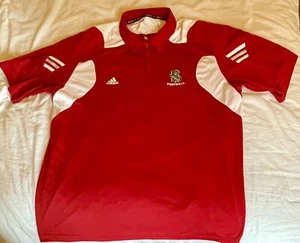 Men's Brown University Football Sideline Polo Adidas Clima Cool Wicking 2XL Red - Picture 1 of 13