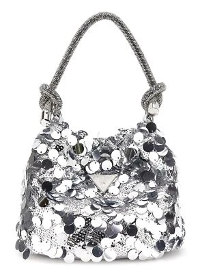 GUESS sac de soirée Holiday Shine Pochette Mini Silver - Photo 1/3