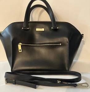 KATE SPADE Black Leather Convertible Hand/Shoulder/Crossbody Bag Purse-Pre-Own - Picture 1 of 9