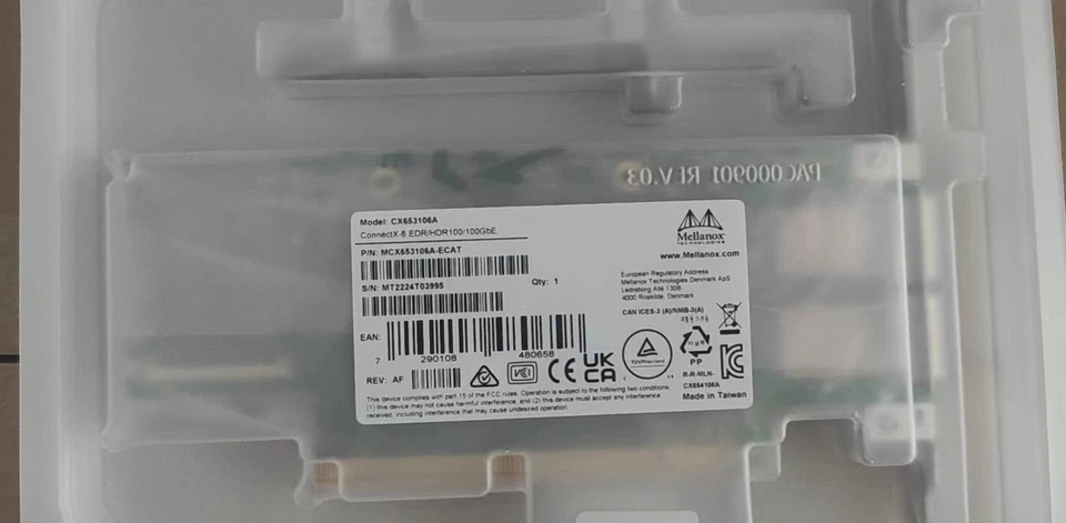 1PC Mellanox MCX653106A-ECAT ConnectX-6 EDR/HDR100/100GbE CX653106A Low Profile - Image 1 of 4
