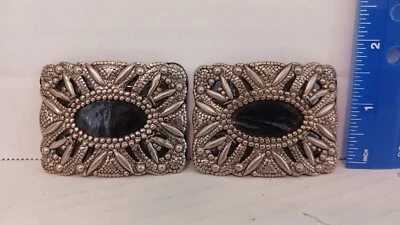 Antiguo par de hebillas de zapato de fondo negro de acero corte georgiano ENVÍO GRATUITO Foto 1 de 3