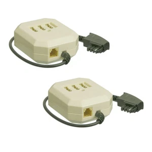 2x TAE-F NFN Telefon Verteiler Dose RJ11 Buchse Adapter Kabel 20cm Verlängerung - Bild 1 von 3