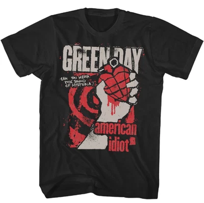 Camiseta Green Day American Idiot Hysteria Para Hombres Música Rock Clásica Banda Camiseta Negra Foto 1 de 3