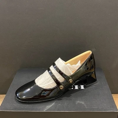 Coach Angelina Mary Jane Black Patent Leather Shoes Pumps Heels Multi Size NEW - Image 1 of 4