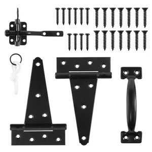 Heavy Duty Gate Hardware Kit,with Self Locking Gate Latch,2 PCS 6inch T-Hinge... - Picture 1 of 7