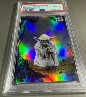 (PSA 10) 2021 Star Wars Galaxy #44, “Yoda on Dagobah” Refractor - Image 1 of 3
