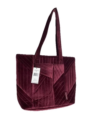 Vera Bradley NWT  Velvet Raisin Burgundy Small Vera Tote Bag Quiet Luxury $115 - Image 1 of 4